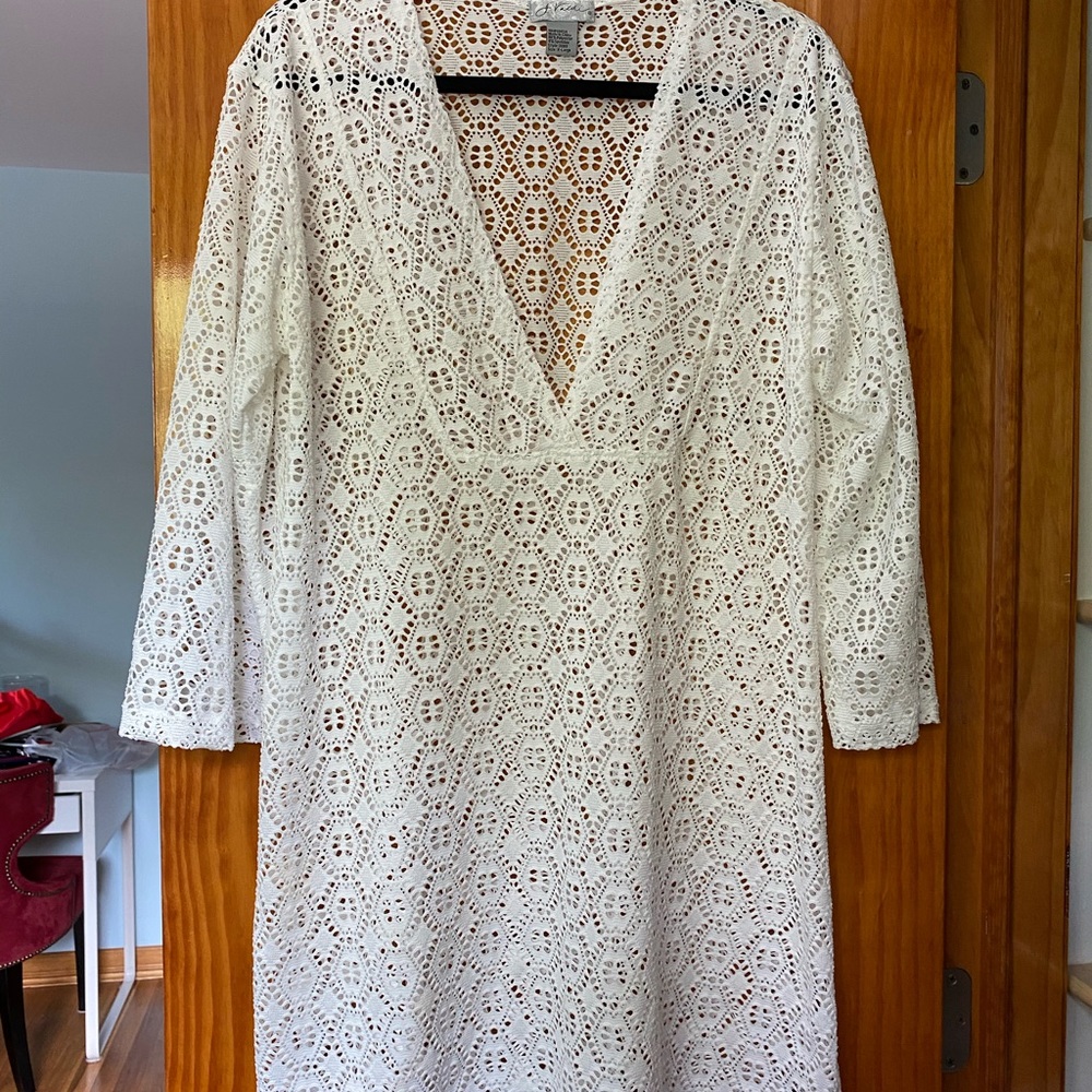 Beautiful White Lace Swim Coverup Dress NWT